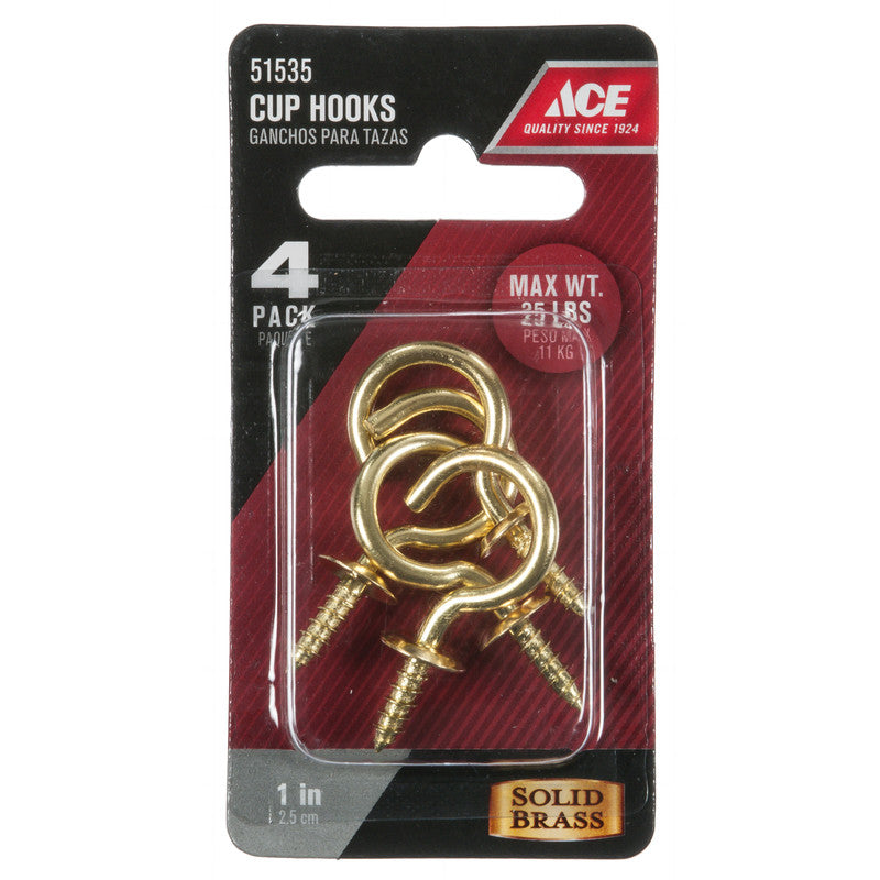 CUP HOOK BRASS 1" CD4