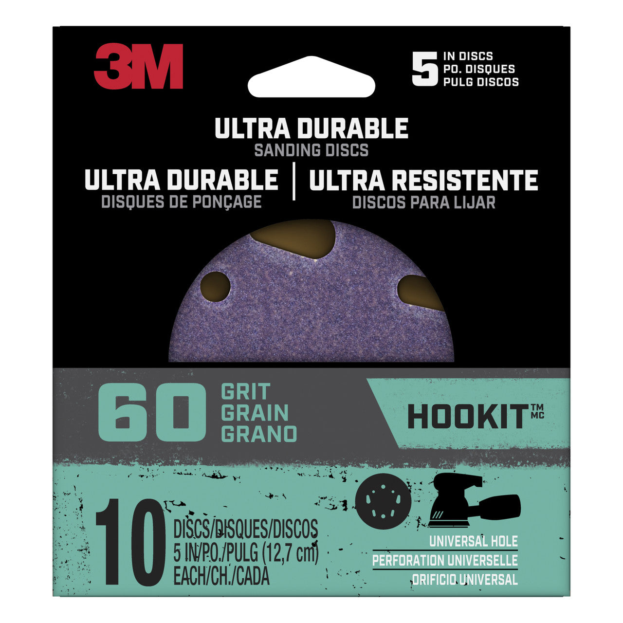 3M Ultra Durable 5 in. Ceramic Hook and Loop Sanding Disc 60 Grit 10 pk