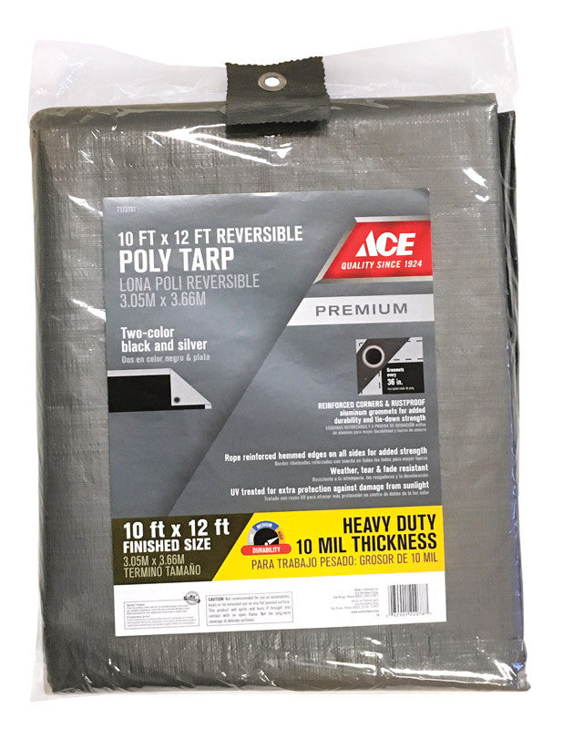 Ace 10 ft. W x 12 ft. L Heavy Duty Polyethylene Tarp Black/Silver