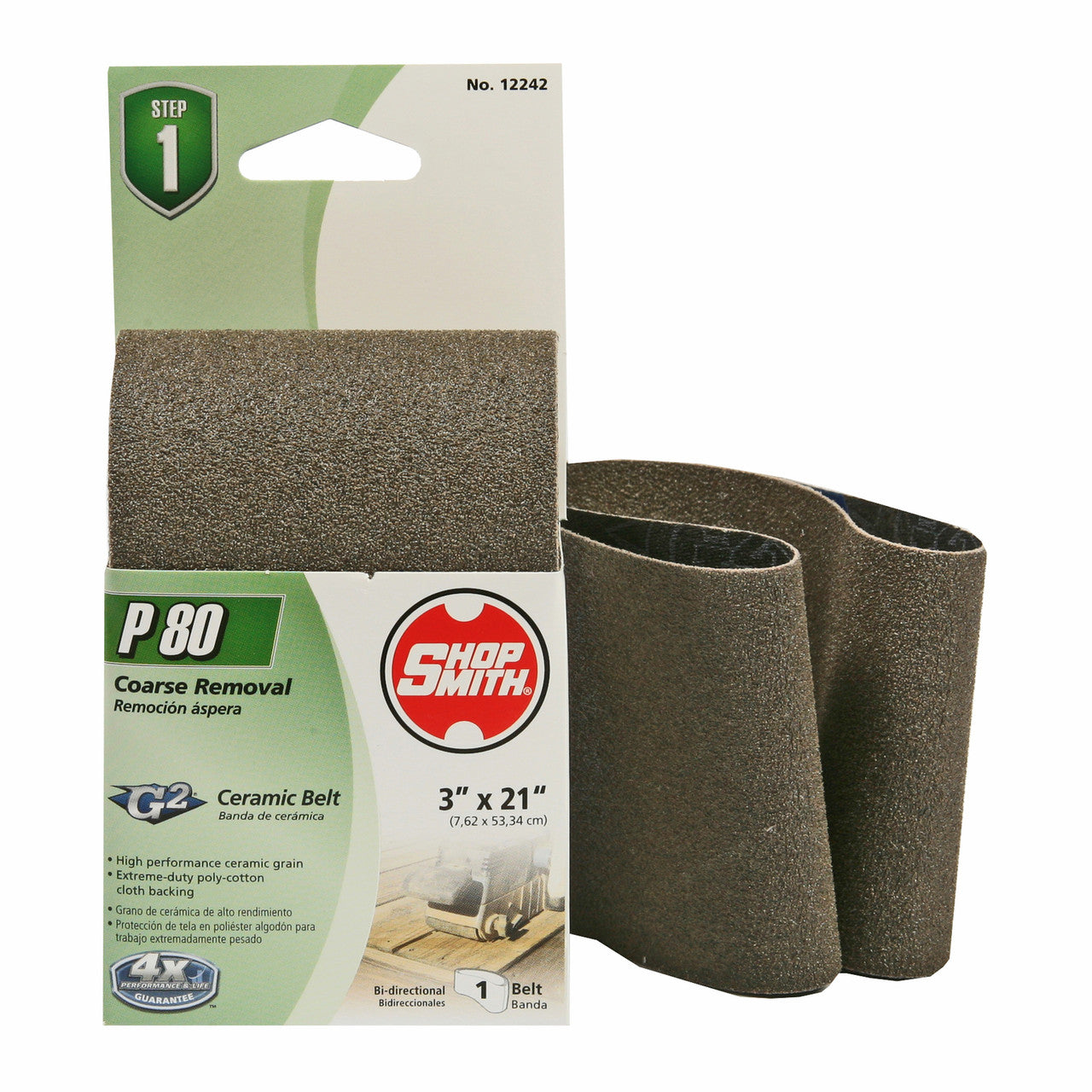 Shopsmith 21 in. L x 3 in. W Ceramic Sanding Belt 80 Grit Medium 1 pc.