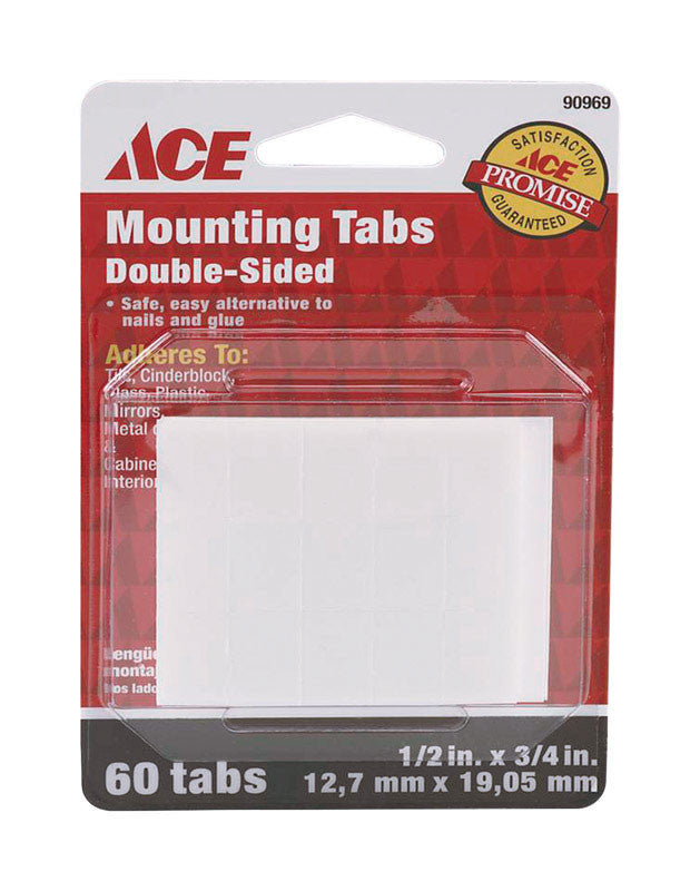 Ace Double Sided 1/2 in. W x 3/4 in. L Mounting Strips White