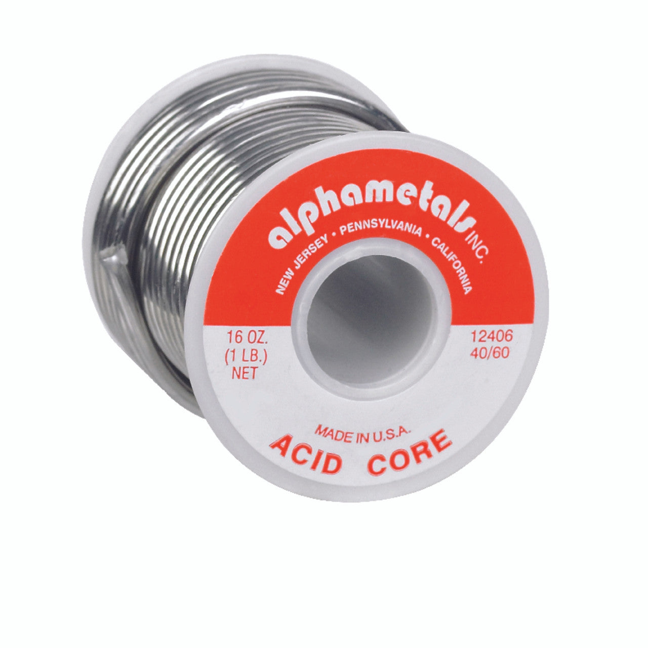 Alpha Fry 16 ounce Acid Core Wire Solder 0.125 inch Diameter Tin Lead 40 60 1 piece