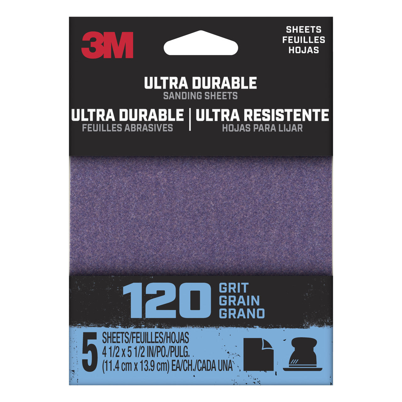 3M Ultra Durable 5.5 in. L x 4.5 in. W 120 Grit Aluminum Oxide Sanding Sheet 5 pk